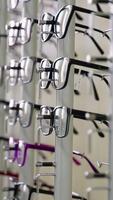 Eyeglasses rotating display stand in optical store video