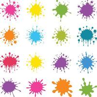 Black Ink Splashes Splotches, Splash and ink splatter cartoon set. Stain and paint splat shapes, liquids drop icon, and flat splatter. vector