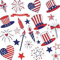 4th of july elements collection, 4th of July Celebration Elements, Set of icons for Independence Day of USA. vector