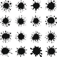 Black Ink Splashes Splotches Silhouette, Splash, and Ink Splash Cartoon Set SVG. Stain and paint splat shapes, a liquid drop icon, and a flat splatter. vector