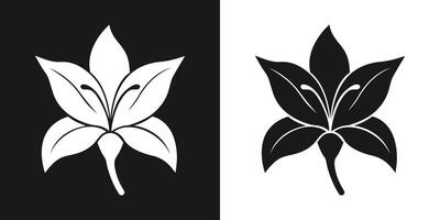 Elegant black and white lily flower design in minimalist style vector