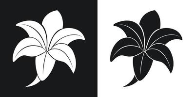 Elegant lily flower illustration in two color styles for design and decoration vector