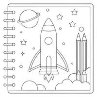 simple rocket launch line drawing in line art illustration vector