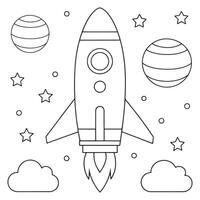 outlined rocket launch into outer line art illustration vector