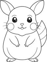 Cute Pika Line Art Illustration for Coloring or Design vector