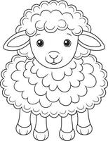 Cute Sheep Outline Illustration for Coloring Book or Creative Projects vector
