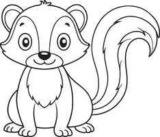 Cute Cartoon Skunk Illustration for Coloring Book or Graphic Design vector