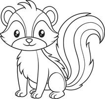 Cute Cartoon Skunk Line Art Illustration for Coloring Book vector