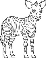 Cute Okapi Cartoon Character Line Art for Coloring Book Page vector
