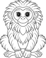 Cute cartoon Uakari outline for coloring book or activity page vector