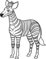 Okapi Illustration with Stripes in Black and White Outline Style vector