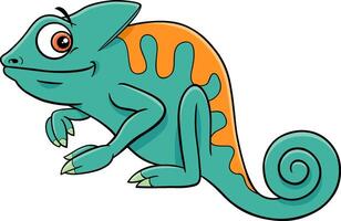 cute cartoon chameleon reptile animal character vector