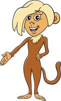 funny cartoon female monkey animal character vector