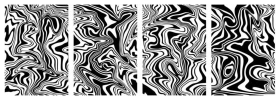 Liquid or marble texture. Abstract fluid ink background. Black and white banners vector