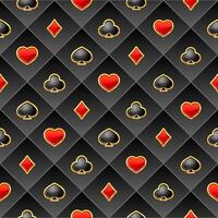 Seamless pattern with playing card suits. Poker bacdrop. playing pattern on black background vector