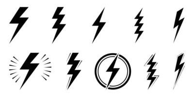 A set of lightning symbols on a white background vector