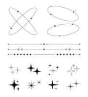 A set of stars and lines in different shapes vector
