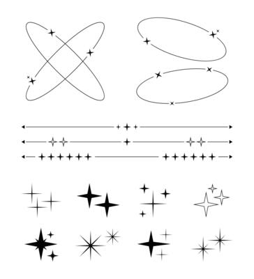 A set of stars and lines in different shapes