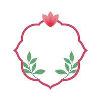 Minimal Floral Badge Frame Template Design vector