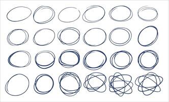 Hand-drawn circles, organic scribble shapes in a sketch style. Creative designs, illustrations, or decorative elements vector