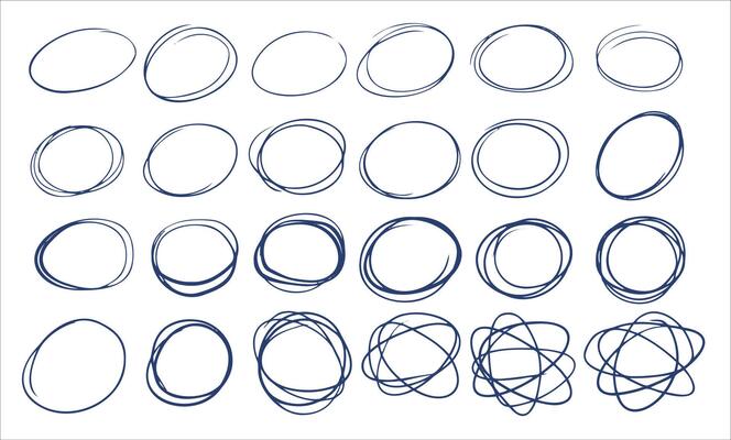 Hand-drawn circles, organic scribble shapes in a sketch style. Creative designs, illustrations, or decorative elements