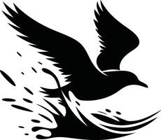 Seabird in flight silhouette graphic design vector
