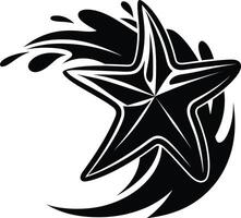 Starfish in ocean wave silhouette vector