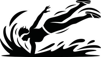 Dynamic swimmer silhouette action pose vector