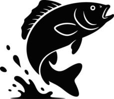 Silhouette of a fishjumping fish splashing water vector