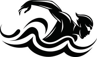 Dynamic swimmer silhouette in water vector