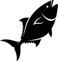 Silhouette of a leaping jackfish vector