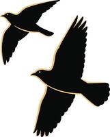 Two silhouettes of birds in flight vector