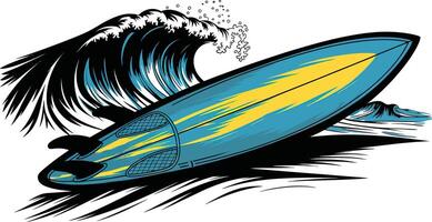 Dynamic surfboard wave silhouette vector