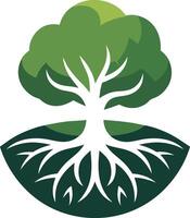 A tree with roots and leaves on it vector