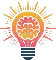 A light bulb with a brain inside vector