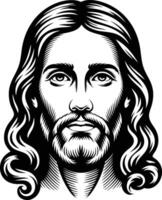 Jesus face in a woodcut style vector