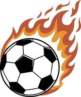 Soccer ball with fire on it vector