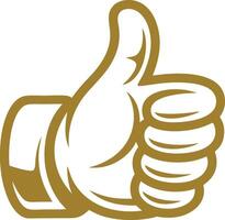 A golden thumb up icon on a white background vector