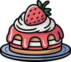 A strawberry cake with cream and strawberries on top vector
