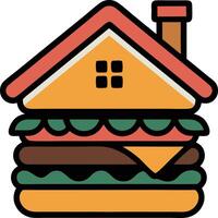 A hamburger house icon with a roof vector