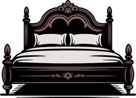 Bed with two pillows and a headboard vector