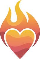 A heart with flames on it vector
