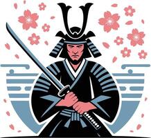Japanese samurai warrior vector