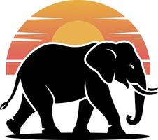 An elephant with a sun in the background vector