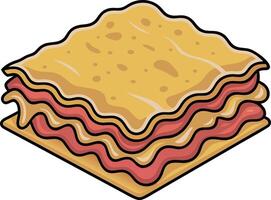A stack of lasagna on a white background vector