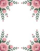 Pink flowers in a square frame on a white background vector