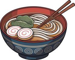 A bowl of ramen with chopsticks vector