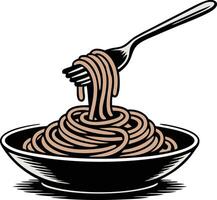 Spaghetti with fork vector