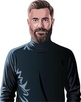 A man with a beard and a turtle neck vector
