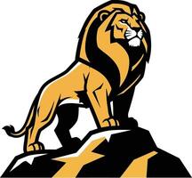 Lion standing on top of a mountain vector